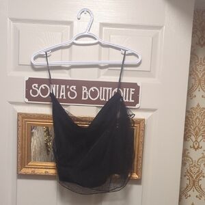 Black Sheer Spaghetti Strap Top